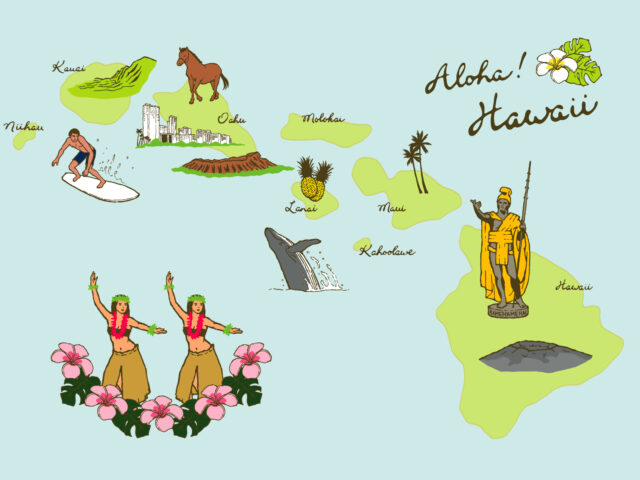 ハワイ諸島、マップ、地図