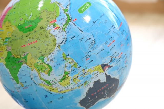 地球儀　日本　ハワイ